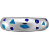 Size 7-925 Sterling Silver Scattered Shapes Ring, Turquoise & Lapis Lazuli, Abstract Design, Handmade Geometric Statement Jewelry, Handcrafted Birthstone Band