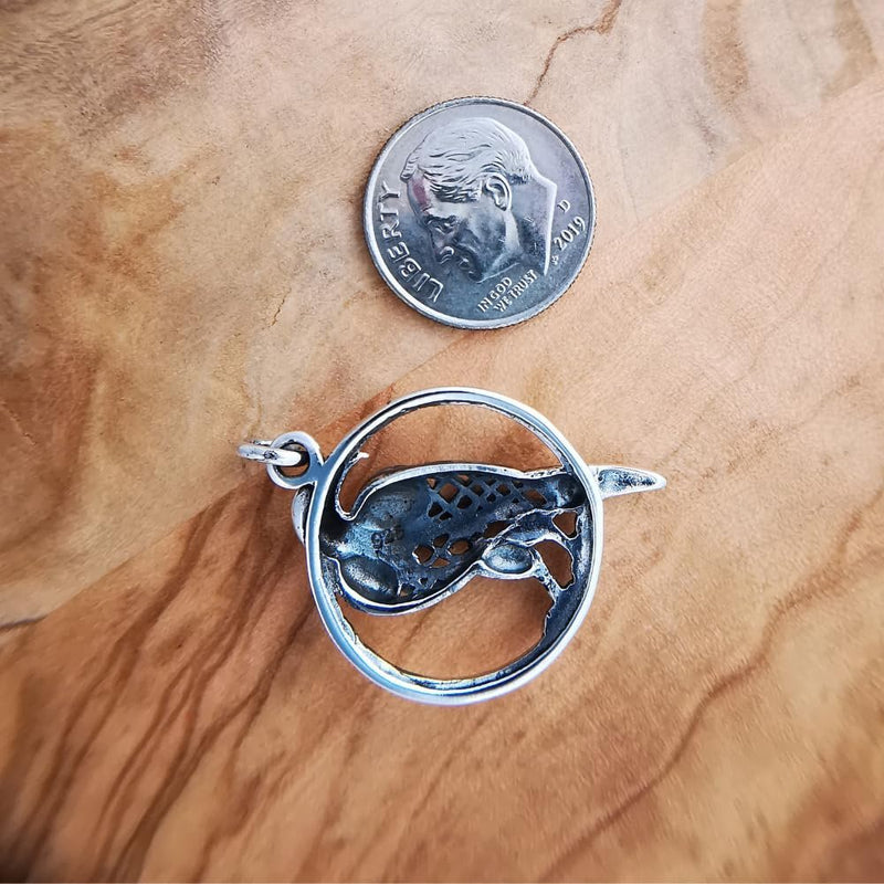Sterling Silver Raven and Moon Pendant – Mystical Wiccan Charm