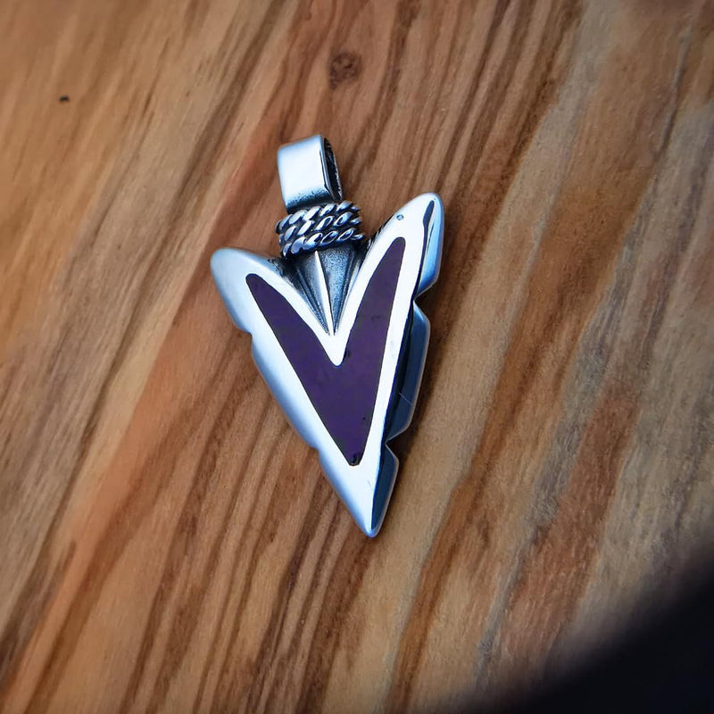 Sterling Silver and Purple Sugilite Notched Arrowhead Pendant