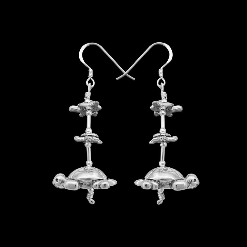 Sterling Silver Native American Turtle Fetish Earrings