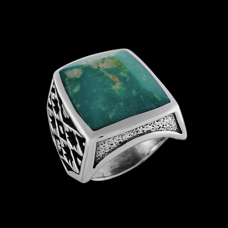 Navajo Blanket Ring • 925 Sterling Silver • Sonora Gold Turquoise • Size 7
