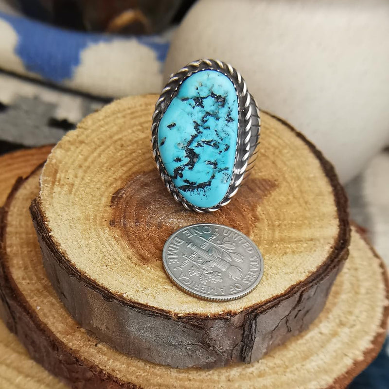Sterling Silver Kingman Turquoise Ring – Size 7.25
