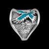R37 Size 10-925 Sterling Silver Eagle Ring inlaid with Turquoise