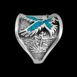 R37 Size 10-925 Sterling Silver Eagle Ring inlaid with Turquoise