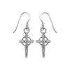 925 Sterling Silver Diamond Cut Cross Dangle Earrings, Overlapped Halo Design, Handmade Drop Earrings, Detailed Handcrafted Jewelry