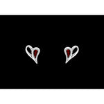925 Sterling Silver Heart Earrings, Heart Posts, Red Opal Earrings