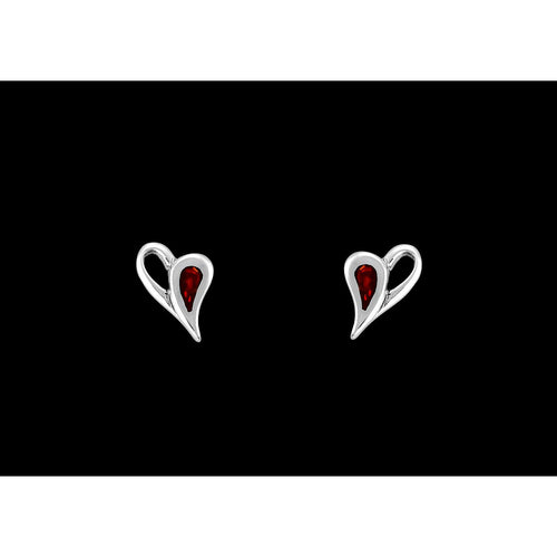 925 Sterling Silver Heart Earrings, Heart Posts, Red Opal Earrings