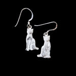 Sterling Silver Matte Kitty Cat Dangle Earrings