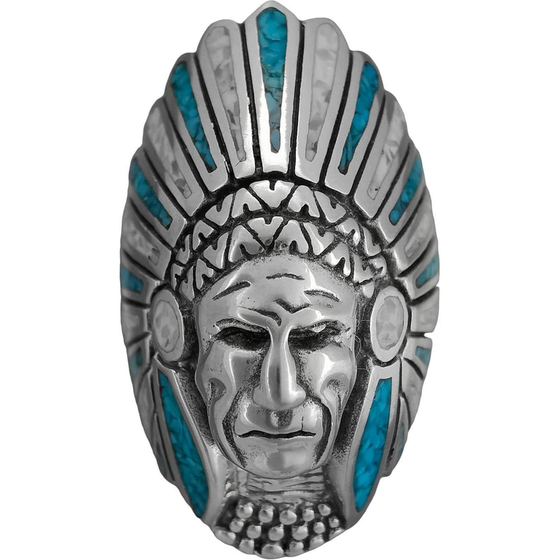 925 Sterling Silver Native American Chief Headdress Ring, Turquoise & Mother of Pearl Headdress Design, Statement Gemstone Band, Handmade Jewelry (9)