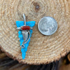 Native American Pendant, Hand Carved Turquoise Arrowhead, 925 Silver