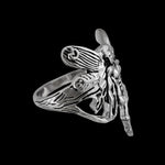 Beautiful sterling silver ring with Male faerie fairy design