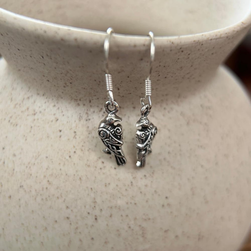 Sterling Silver Raven Dangle Earrings