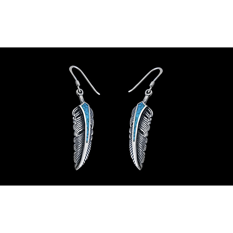 Eagle Feather Earrings • 925 Sterling Silver • Navajo Inspired • Bird Feather Jewelry