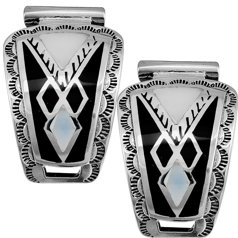 Black and White Southwestern Stamped Watch Tips