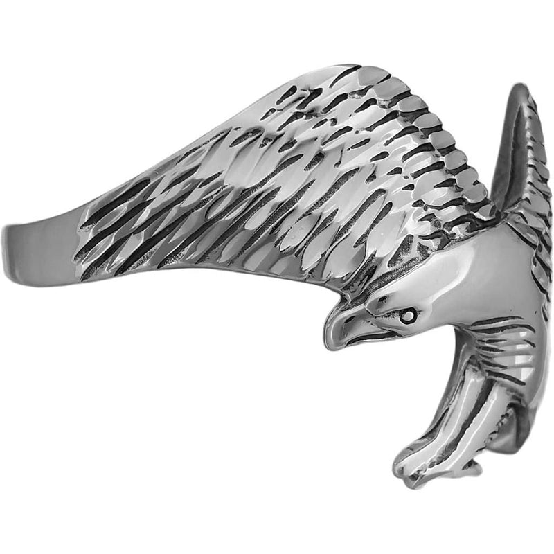 Sterling Silver Diamond Cut Flying Eagle Ring