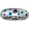 Size 7-925 Sterling Silver Scattered Shapes Ring, Turquoise & Lapis Lazuli, Abstract Design, Handmade Geometric Statement Jewelry, Handcrafted Birthstone Band