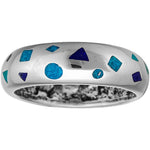 Size 7-925 Sterling Silver Scattered Shapes Ring, Turquoise & Lapis Lazuli, Abstract Design, Handmade Geometric Statement Jewelry, Handcrafted Birthstone Band