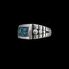 Size 10.75 - Vintage 925 Sterling Silver Kingman Turquoise Rectangular Cabochon Ring, Beaded Accent Design, Handmade Gemstone Jewelry, Statement Navajo Birthstone Band