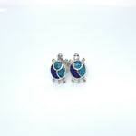 925 Sterling Turtle stud earrings with inlaid with lapis lazuli and turquoise