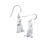 Sterling Silver Matte Kitty Cat Dangle Earrings