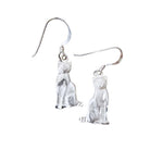 Sterling Silver Matte Kitty Cat Dangle Earrings