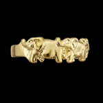 Size 8.5-925 Sterling Silver Gold Plated Elephants in a Row Band Ring