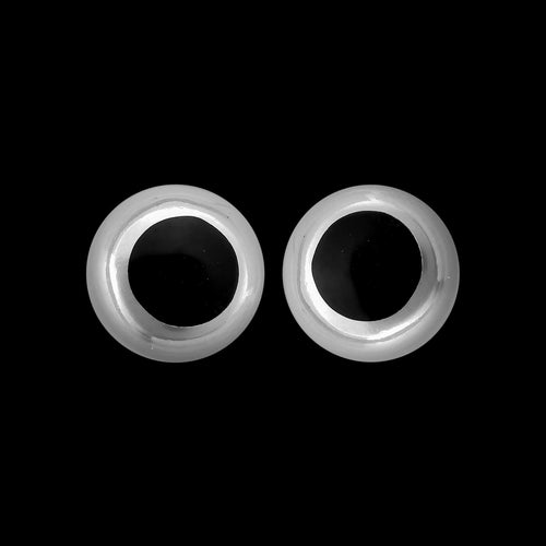925 Sterling Silver Circle Earrings, Black Inlay, Bridal Posts, Wedding Studs, Ball