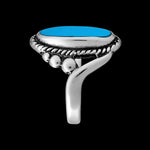 Size 8-925 Sterling Silver Turquoise Resin Magnificent Oval Ring, Curved Braided Design, Handmade Statement Jewelry