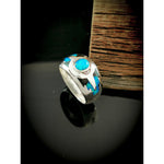 Southwest Navajo Handmade Ring • Native American 925 Sterling Silver • Blue Opal with Black Resin