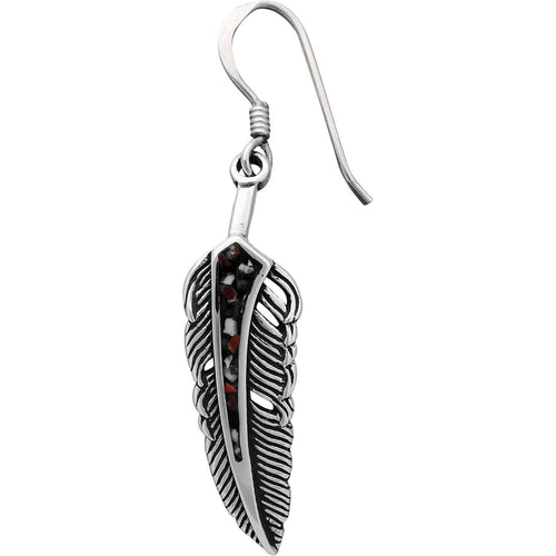925 Sterling Silver Feather Earrings, Wild Horse Earrings, Magnesite Earrings