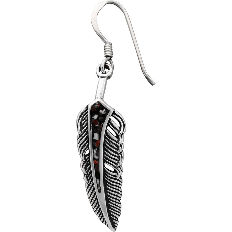 925 Sterling Silver Feather Earrings, Wild Horse Earrings, Magnesite Earrings