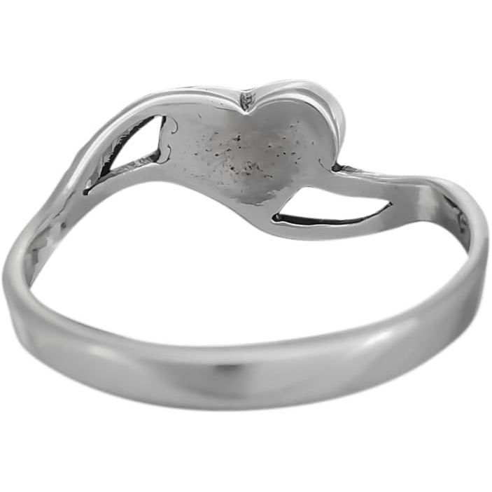 Sterling Silver Diamond Cut Happy Heart Ring