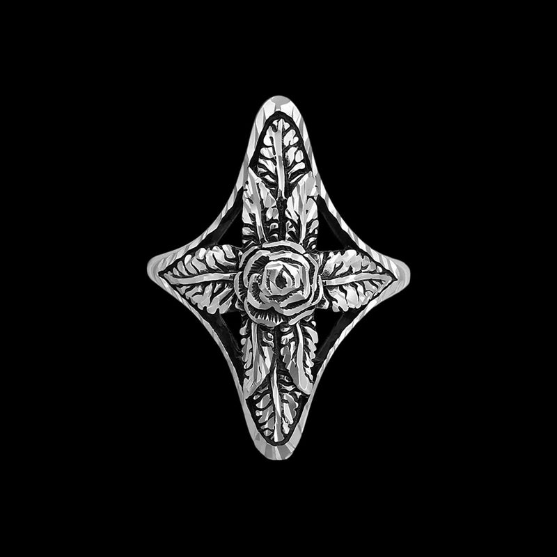 Size 6.5 - Diamond Cut Rose Cross Ring