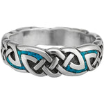 925 Sterling Silver Turquoise Viking Tribal Ring, Norse Knots Design, Handmade Gemstone Band, Handcrafted Birthstone Wedding Jewelry