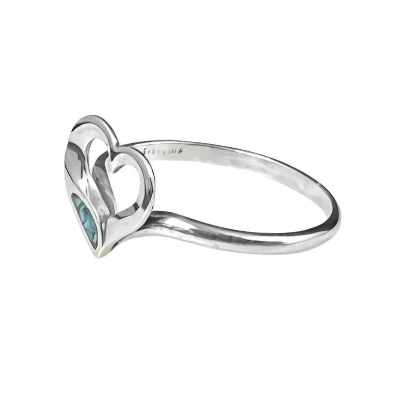 Sterling Silver Open Heart Turquoise Ring