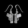 925 Sterling Silver Gun Earrings • Pistol Shape • Opal Accents • Western Jewelry