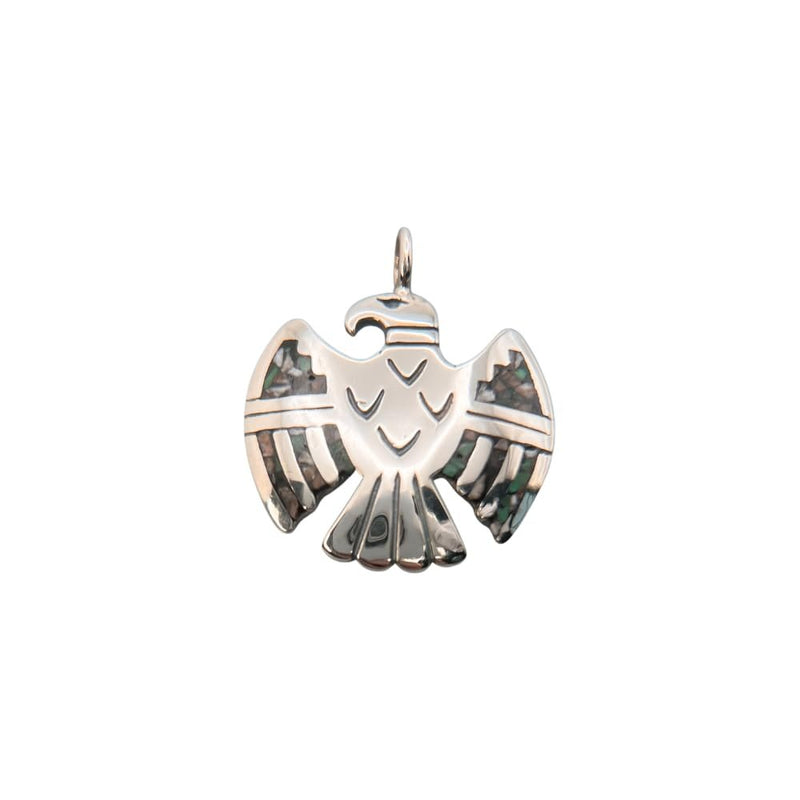 925 Sterling Silver Thunderbird Pendant – "Camo" Inlay