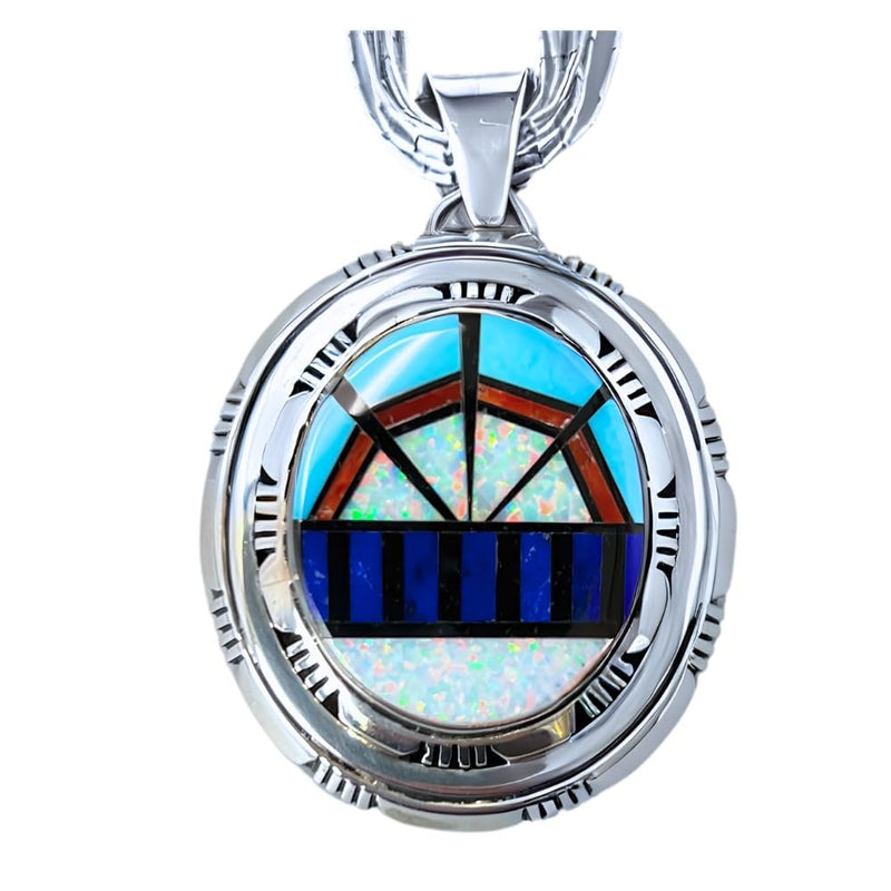 Sterling Silver Handmade Navajo Inlaid Pendant by Edith Kee