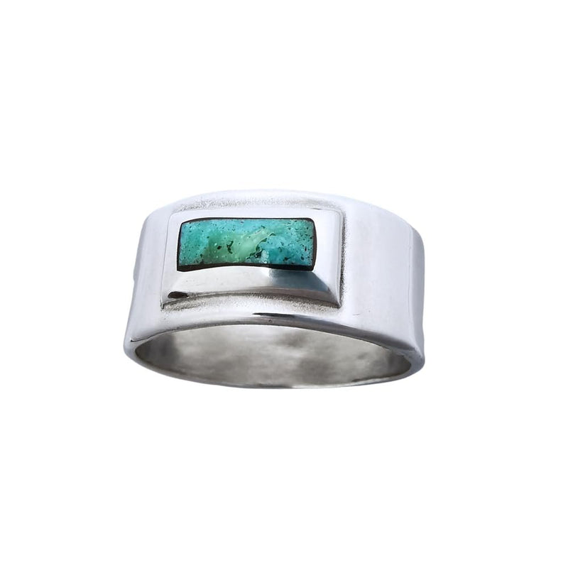 Sterling Silver and Turquoise Wide Band Ring – Size 14