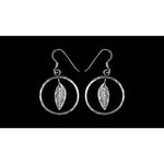 Halo Feather Earrings • 925 Sterling Silver • Diamond Cut Accents