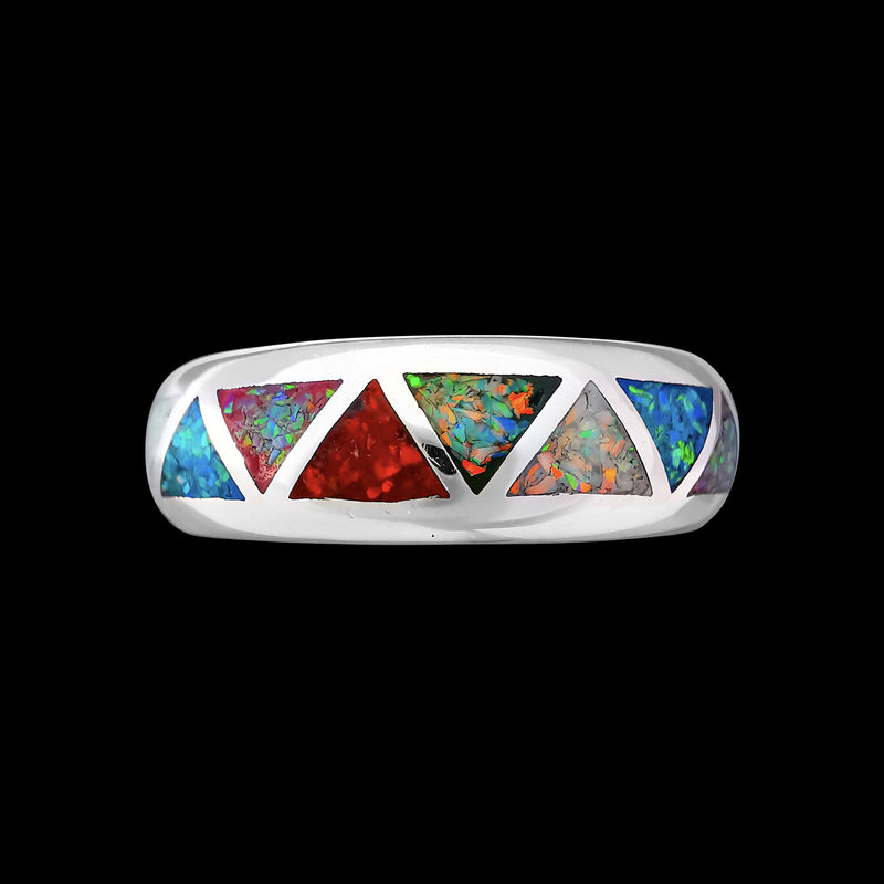 925 Sterling Silver Navajo Ring • Vintage Design • Opal Ring • Native American Wedding Band