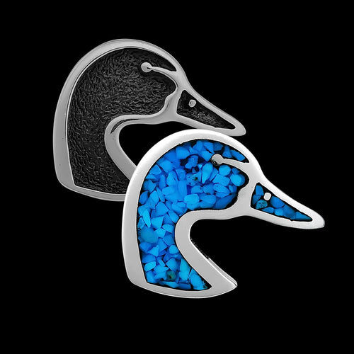 Duck Pendant, 925 Sterling Silver Pendant, Navajo Pendant, Handmade Jewelry, Opal Pendant, Mallard Duck, Pet Duck