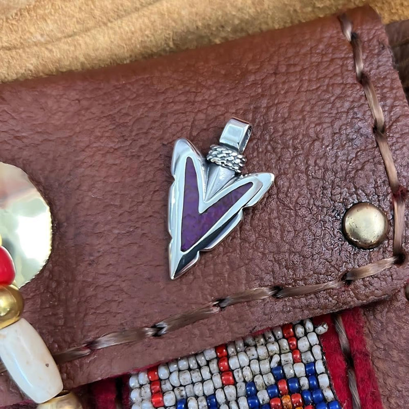 Sterling Silver and Purple Sugilite Notched Arrowhead Pendant