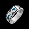 Size 5-925 Sterling Silver Running Wolves Ring, Detailed Wolf Design, Handmade Gemstone Nature Band, Handcrafted Animal Jewelry