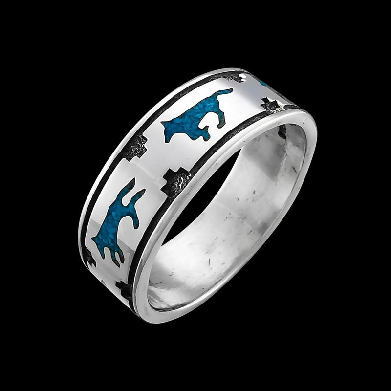 Size 5-925 Sterling Silver Running Wolves Ring, Detailed Wolf Design, Handmade Gemstone Nature Band, Handcrafted Animal Jewelry