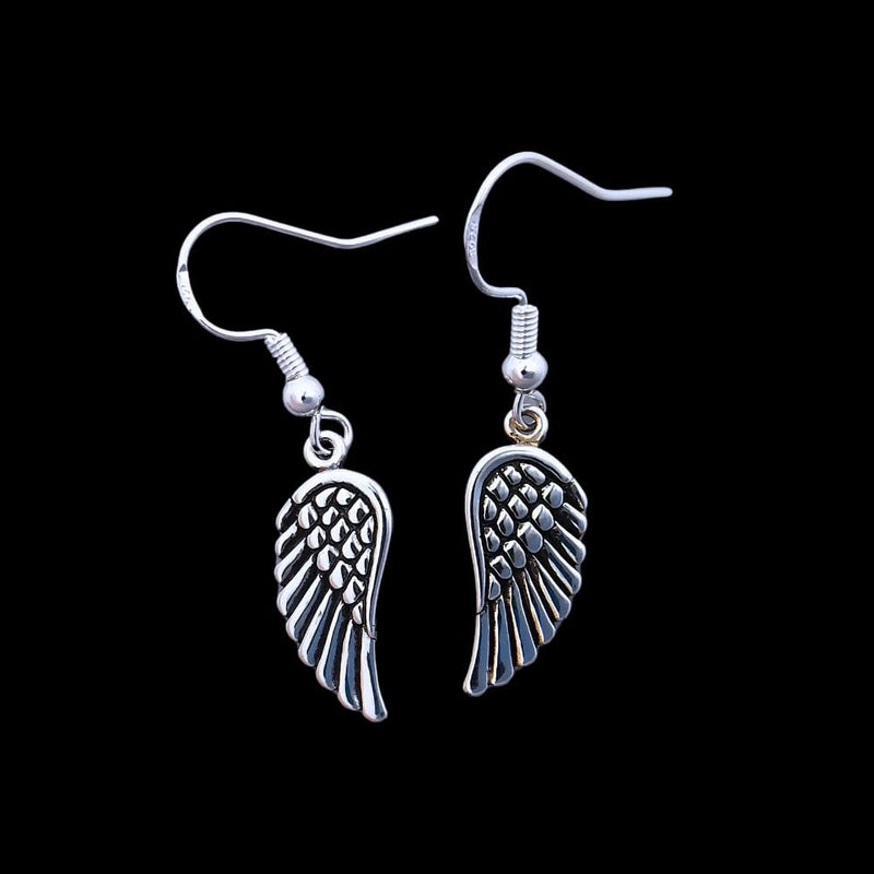 Sterling Silver Angel Wings Dangle Earrings