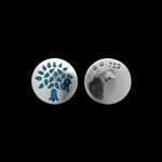 925 Sterling Silver Earrings, Family Tree Studs, Oak Post, Turquoise
