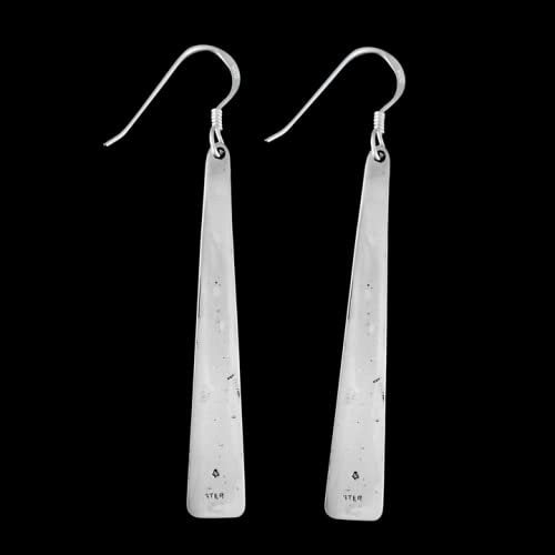 Sterling Silver Alternating Diagonals Dangle Earrings