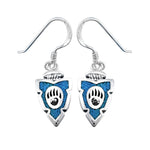 Sterling Silver and Turquoise Bear Paw Arrowhead Dangle Earrings