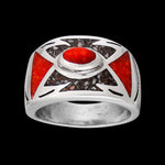 Exquisite 925 Sterling Silver Ring - Southwest Style - Red Coral and Wild Horse Magnesite - Size 8